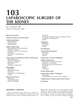 103 Laparoscopic Surgery of the Kidney