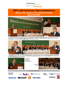 2007 Latin American Cities Conferences Mexico City: Mexico in the Global Economy March 28, 2007