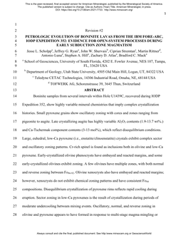 1 Revision #2 2 PETROLOGIC EVOLUTION of BONINITE LAVAS