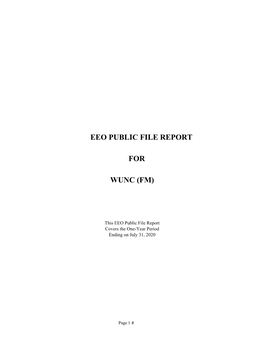 Eeo Public File Report for Wunc (Fm)