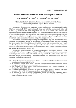 Proton Flux Under Radiation Belts: Near-Equatorial Zone