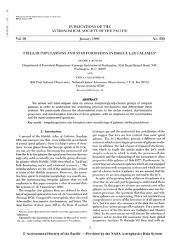 Publications Ofthe Astronomical Society Ofthe Pacific 98:5-28, January 1986