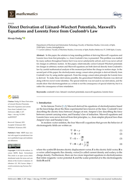 Direct Derivation of Liénard–Wiechert Potentials, Maxwell's