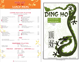 Lunch Menu Ding Ho