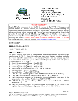 2021.07.22 Regular Council Meeting Packet W Agenda