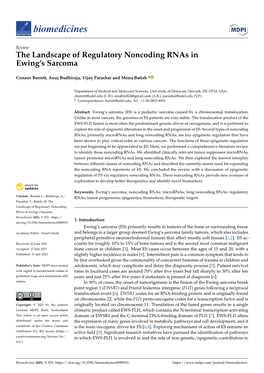 The Landscape of Regulatory Noncoding Rnas in Ewing's Sarcoma