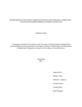 Narrative Spaces and Literary Landscapes in William Gilmore Simms’S Antebellum Fiction