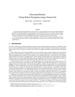 Flying Robot Navigation Using a Sensor Net