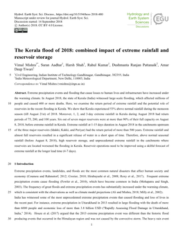 The Kerala Flood of 2018: Combined Impact of Extreme Rainfall And