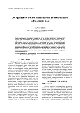 An Application of Coke Microstructure and Microtexture to Indonesian Coal