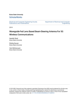 Waveguide-Fed Lens Based Beam-Steering Antenna for 5G Wireless Communications