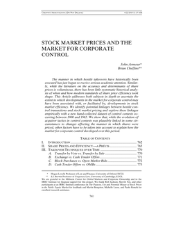 Stock Market Prices and the Market for Corporate Control