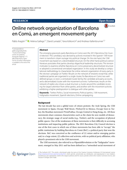 Online Network Organization of Barcelona En Comú, an Emergent Movement‑Party