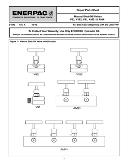 Repair Parts Sheet to Protect Your Warranty, Use Only ENERPAC