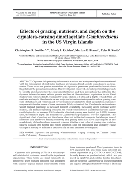 Effects of Grazing, Nutrients, and Depth on the Ciguatera-Causing Dinoflagellate Gambierdiscus in the US Virgin Islands