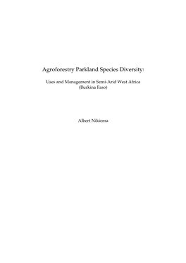 Agroforestry Parkland Species Diversity