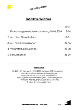 Inhaltsverzeichnis