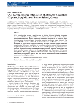 COI Barcodes for Identification of Merodon Hoverflies