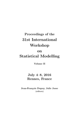 Proceedings of the 31St International Workshop on Statistical Modelling