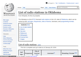 List of Radio Stations in Oklahoma