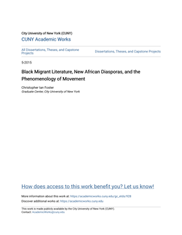 Black Migrant Literature, New African Diasporas, and the Phenomenology of Movement