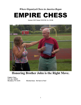 EMPIRE CHESS Summer 2015 Volume XXXVIII, No