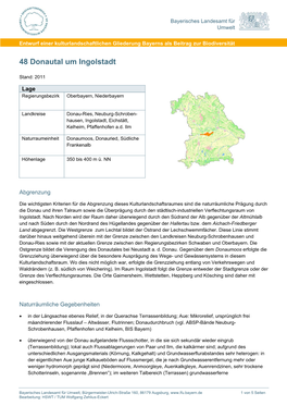 Steckbrief Kulturlanschaftsraum 48 Donautal Um Ingolstadt