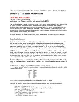 Exercise 2 (Flow Control) – Text-Based Artillery Game / Spring 2012