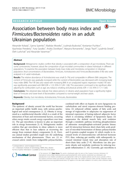 Association Between Body Mass Index and Firmicutes/Bacteroidetes Ratio