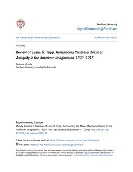 Mexican Antiquity in the American Imagination, 1820–1915</I>