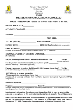 Membership Application Form 2020