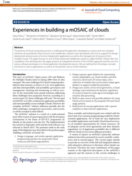 Experiences in Building a Mosaic of Clouds