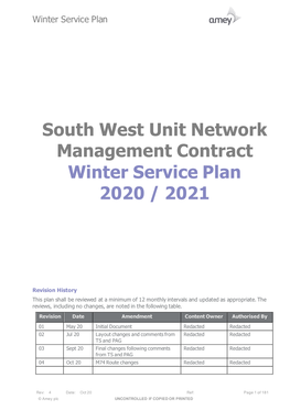 View Winter Service Plan 2020-2021 SW Unit