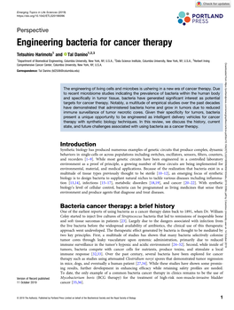 Engineering Bacteria for Cancer Therapy