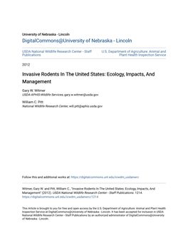 Invasive Rodents in the United States: Ecology, Impacts, and Management