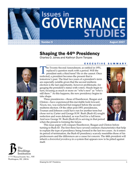 Shaping the 44Th Presidency Charles O