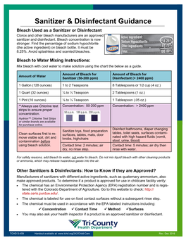 Sanitizer & Disinfectant Guidance