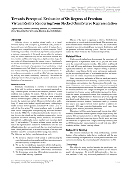 Towards Perceptual Evaluation of Six Degrees of Freedom Virtual Reality Rendering from Stacked Omnistereo Representation