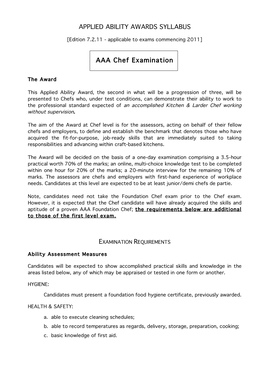 AAA Chef Syllabus 7.2.11