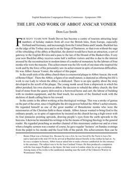 The Life and Work of Abbot Anscar Vonier