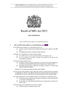 Recall of Mps Act 2015