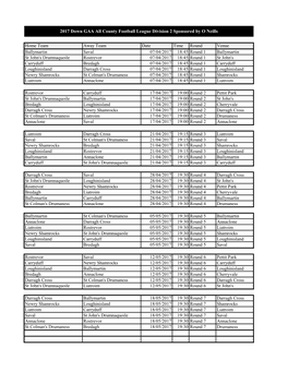 2017 Down GAA All County Football League Division 2 Sponsored by O Neills