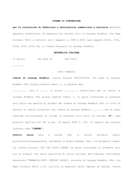 SCHEMA DI CONVENZIONE Per La Costruzione Di Fabbricato A