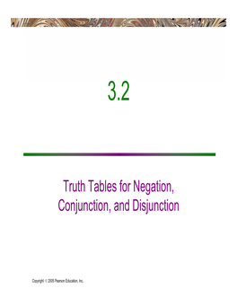 Truth Tables for Negation, Conjunction, and Disjunction