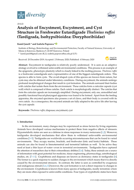 Analysis of Encystment, Excystment, and Cyst Structure in Freshwater Eutardigrade Thulinius Ruffoi