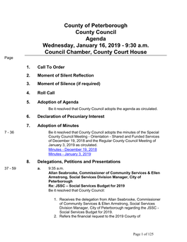County Council Agenda Wednesday, January 16, 2019 - 9:30 A.M
