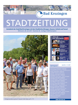 Amtsblatt Der Stadt Bad Krozingen Mit Den Stadtteilen Biengen, Hausen, Schlatt Und Tunsel Mittwoch, 28