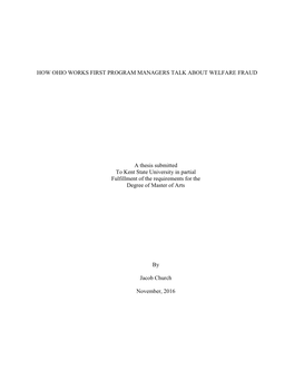 How Ohio Works First Program Managers Talk About Welfare Fraud