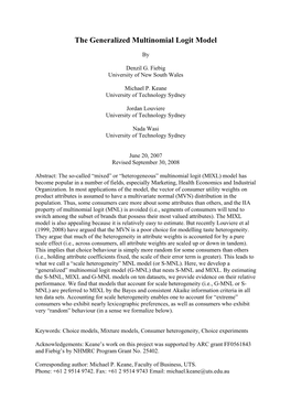 The Generalized Multinomial Logit Model