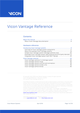 Vicon Vantage Reference